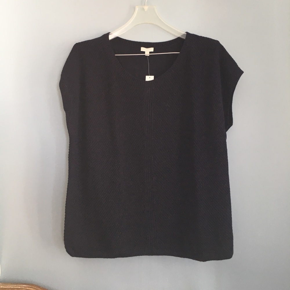 NWT Talbots Navy Knit Short sleeve top in size XL